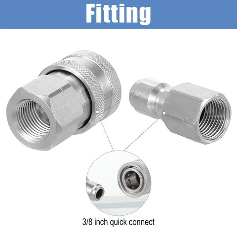 Eight Piece Pro Grade Stainless Steel Pressure Washer Quick Connect Fittings Kit Three Eighths Inch NPT Male And Female Adapters