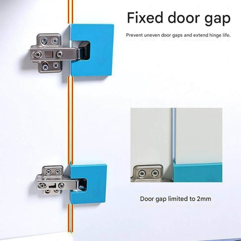 Door Hinge Jig Kit That Works Like A Charm For Precise Installations With Magnetic Alignment, Easy Fast Setup, Adjustable Accurate Guide For Hinges And Latches Cutting, Six Piece Set For Pros And DIY Home Builders showing fixed door gap.