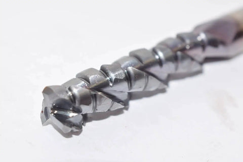 Close-up of Speed Freek End Mill For Aluminum Roughing, 3 Flute, 42 Degree Helix, Long Length, Half Inch Shank, by YG-1 67515