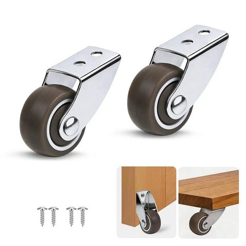 1.5 Inch Small Caster Wheels Two Pack, Heavy Duty Non Swivel Rigid Casters With 180 Lb Load Capacity, Rubber Replacement