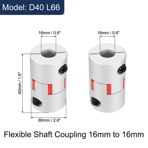 Flexible Plum Shaft Coupling 16mm To 16mm Aluminum Motor Connector Spider Style For 3D Printer CNC Machine Servo Stepper, 2 Pack