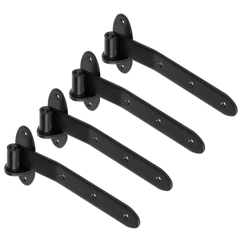 Heavy Duty 12 Inch Black T Strap Gate Hinges 4 Pack Lift Off For Barn Doors Shed Fence Three Sixteenths Inch Thick Leaf With Five Eighths Inch Pin