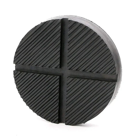 Close-up of a rubber Floor Jack Pad Adapter For Pinch Weld And Side Frame Protection 2 Ton Capacity, 125mm diameter, 26mm thick