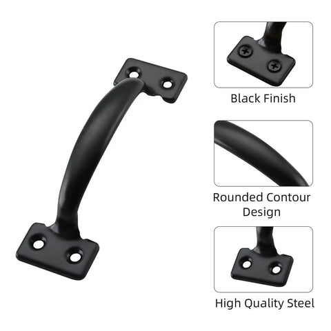5-3/4 Inch Black Gate Pull Handle Set 25 Pack With Screws For Fence Gates Doors Cabinets Drawers Outdoor Kitchens Closets And Interiors Durable Metal Hardware With Weather Resistant Coated Finish And Comfortable Rounded Contour For Easy Gripping