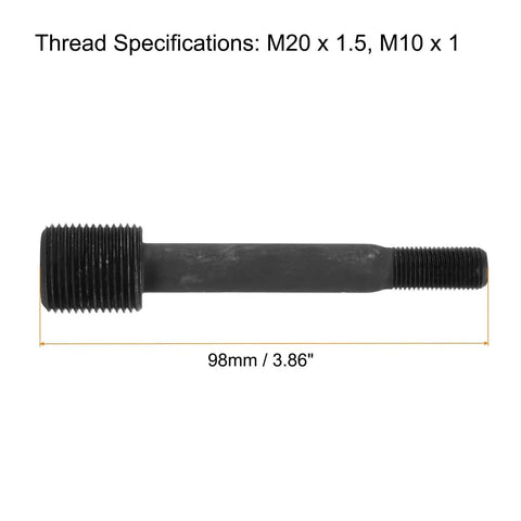 Heavy Duty Knockout Punch Draw Stud Kit M20x1.5 And M10x1 Threads 98mm Length Chromium Steel Construction, shown with dimensions