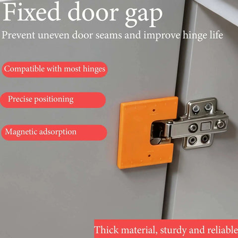 Magnetic Door Hinge Jig Set Four Piece Quickly Aligns And Mounts Hinges Hands Free With 2mm Gap Locator For Cabinets And Doors Fits Most Doors Bright Orange.