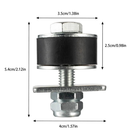 One And Five Eighth Inch Unistrut Trolley Limit Hardware with Double Nut Secure Construction and Cylindrical Rubber Blocks, size diagram