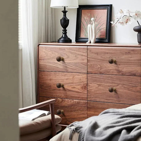 Dresser with 10 pack walnut wood sphere cabinet pulls with copper base 1.18 inch drawer knobs for dresser wardrobe cupboard cabinets and furniture ideal replacement hardware for kitchen and home renovations