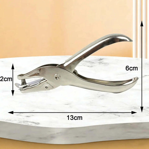 Two Pack Single Hole Puncher Metal Craft Hole Punch for Scrapbooking and Tickets, ergonomic design, measurements shown