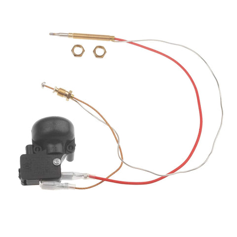 Timsec patio heater thermocouple sensor with tip-over switch, brass threaded sensor, M8x1 nuts, red wire.