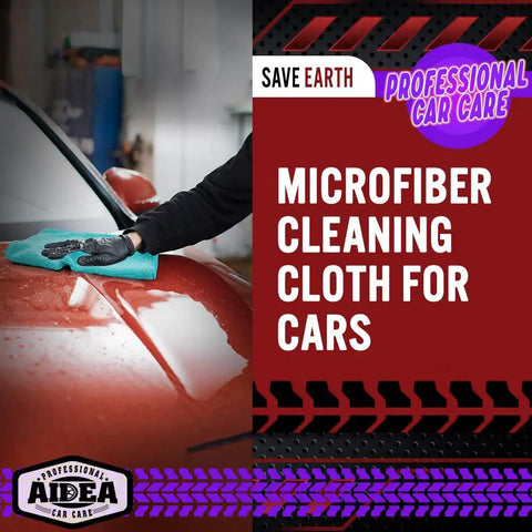 Premium Microfiber Cleaning Cloths 50 Pack For Cars Home SUV Windows And Kitchen Ultra Absorbent Quick Dry Rags 12x12 Inches Yellow Blue Green All Purpose Cleaning, used on a car surface.