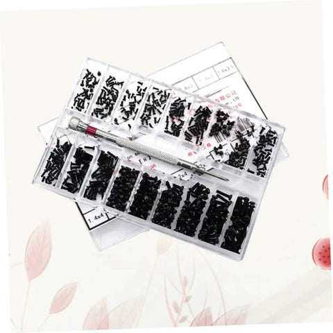 Miniature Machine Screw Set With 18 Sizes Flat Head Countersunk Carbon Steel Screws In Clear Storage Box for repair use