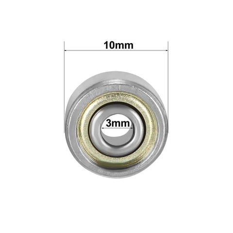 Front view of 623ZZ Double-Shield Deep Groove Ball Bearings 3mm x 10mm x 4mm (623-2Z) Carbon Steel ABEC-1 Pre-Lubricated