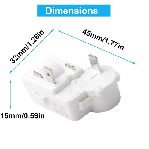 Dimensions of Two Pack 2 Pin PTC Starter Relay Replacement For Fridge Compressor Overload Protector Universal Fit
