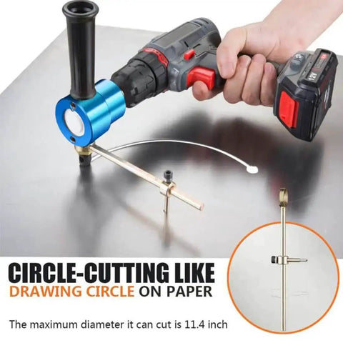 Double Head Sheet Nibbler Metal Cutter For 14 Gauge Steel Pro Grade Burr Free Edge Cuts Straight Lines Curves And Circles in use