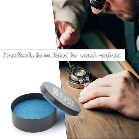 Two Pack Watch Gasket Grease Silicone Sealant For Wristwatches O Ring Maintenance And Repair Tool Set, black lubricant shown.