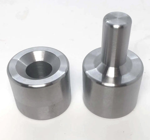 Complete Ten Piece Dimple Die Set For Hydraulic Press Use Includes One Half To Three Inch Dies And Dzus Dimple Die Close-up
