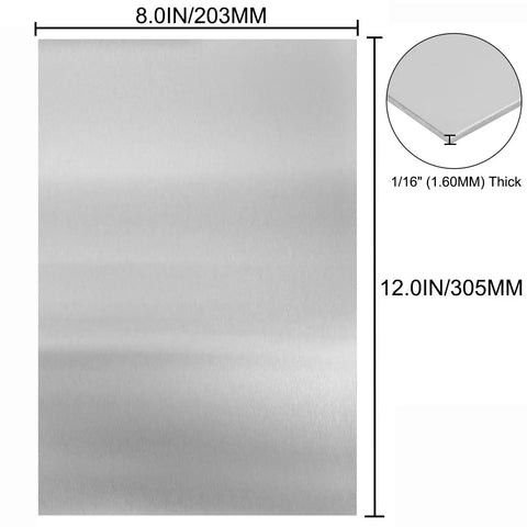 Durable 304 Stainless Steel Sheets 8 By 12 Inches One Sixteenth Inch Thick 16 Gauge Plates For Crafting Stovetop Use Food Grade Quality Bright Snow Frosted Surface Versatile For Kitchen And Craft Projects CKVIHAV.
