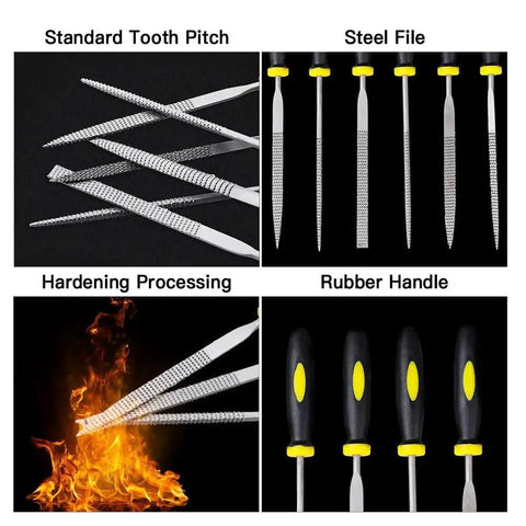 Six Piece 140mm Mini Metal Rasp Needle File Set For Wood Carving And Metal Work Includes Durable Steel Hand Files for filing and shaping