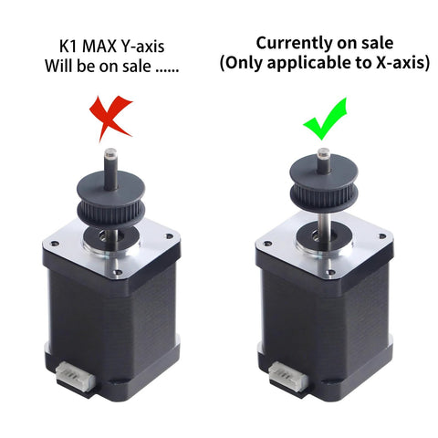 Two Nema 17 42x60mm stepper motors with X-axis belt pulley; left misassembly, right proper fit