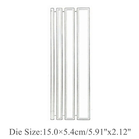 4 Piece Rectangle Frame Die Cut Set With Dotted Stitched Borders For Scrapbooking, Card Making, And DIY Crafts, Silver Finish
