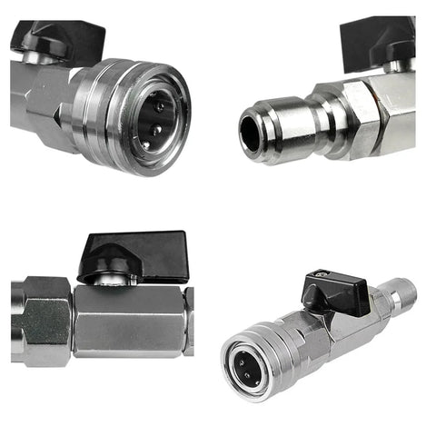 High Pressure Washer Ball Valve Kit With One Quarter Inch NPT Quick Connector for 4500 PSI Power Washer Hose DIY Ready Attachment
