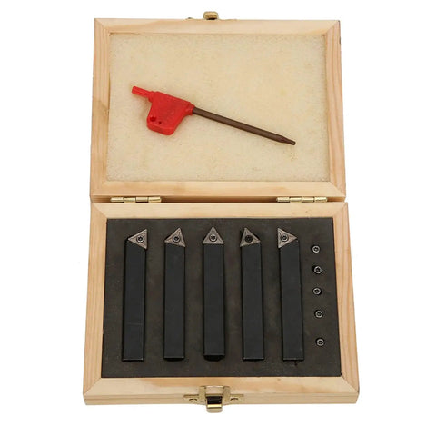 Versatile 5 Piece 3 Eighth Inch Indexable Turning Tool Set With Cemented Carbide Inserts In 60 Degree 75 Degree And 90 Degree Angles