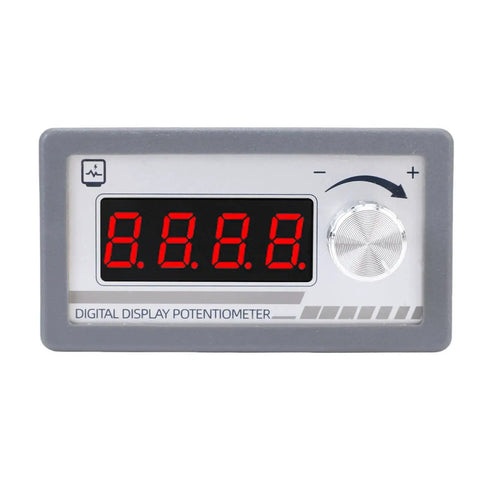 Digital Potentiometer 10K with 4 Digit LED Display, gray frame, for DC speed controllers, PLC inverters, precise control feedback.