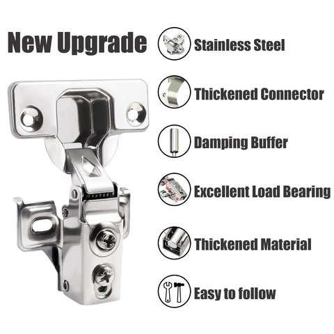 BESTEEL 24-pack 1/2 in overlay stainless steel concealed cabinet hinge, soft-close, 100° opening