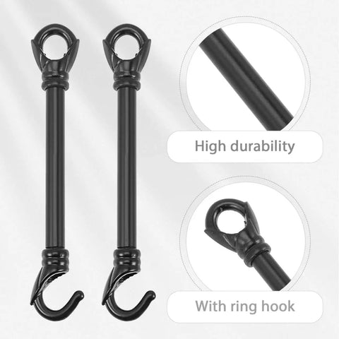 Heavy Duty Chandelier Downrod With Dual Hook And Ring, 5.7 Inch Ceiling Light Support Rod For Hanging Fixtures, black metal