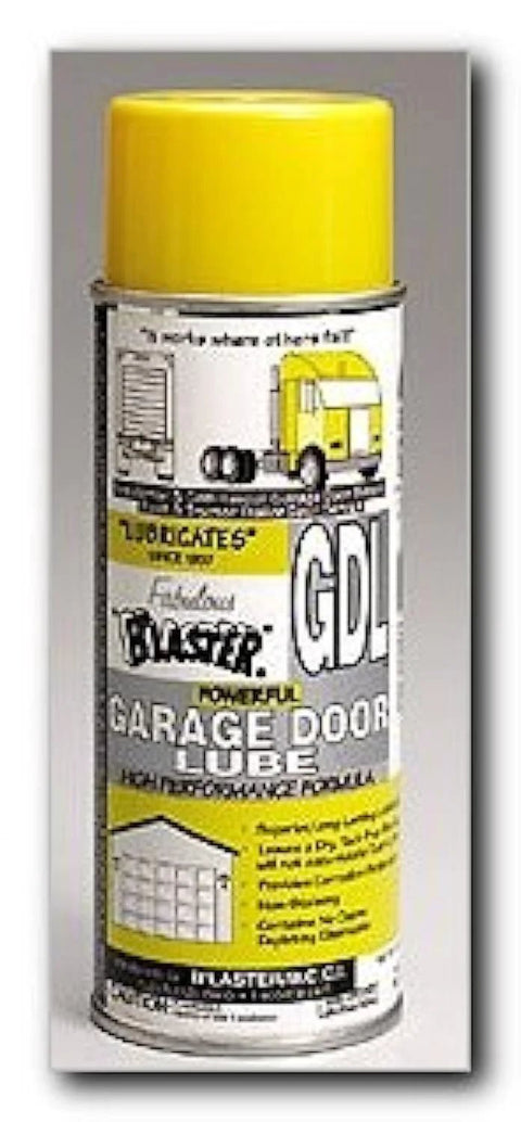 Blaster garage door lube aerosol can, 9.3 oz, yellow cap, automotive lubricant.
