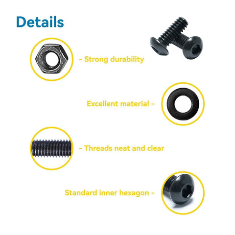 All In One Must Have M4 Button Head Socket Cap Screw Kit With 300Pcs Mixed Lengths 6mm 8mm 10mm 12mm 16mm 20mm Nuts Washers And 1 Hex Allen Wrench Black Zinc Plated Anti Rust Upgrade From WZHUIDA details