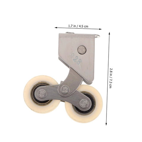 Heavy Duty Sliding Door Rollers Kit, 2 Pack Aluminum Alloy Wheels With Stainless Steel Track, close-up view with dimensions