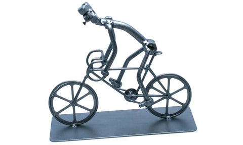 Handmade Bike Sculpture Gift For Men A Welded Bicycle Nut And Bolt Figurine For Desk Decor Modern Metal Desktop Statue