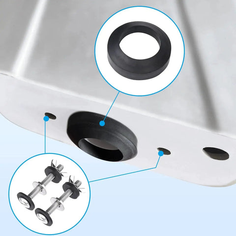 Toilet Tank To Bowl Bolt And Gasket Kit With 304 Stainless Steel Bolts And High Density Foam Gasket for leak repair and loose connection