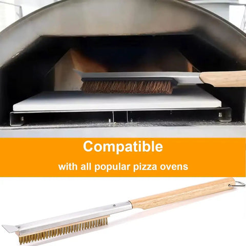 Pizza Oven Accessories Kit With 8 Inch Turning Peel Brush And Stone Scraper Tools And Supplies Set For Outdoor Ovens Great For Backyard Pizza Nights Compatible With Ooni Gozney Ninja Solo Ovens Easy Turn And Clean showing pizza brush