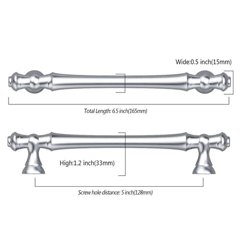Diagram of 10 Pack 5 Inch Polished Chrome Kitchen Cabinet Handles and Drawer Pulls Set showing dimensions and polished finish.