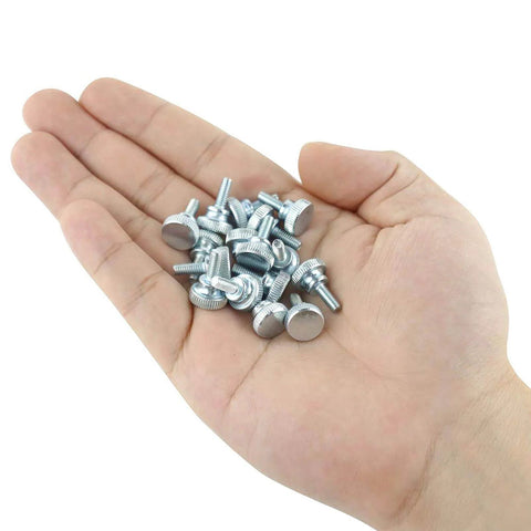Hand holding 10 Pcs Knurled Thumb Screws M4 x 6mm For TV And Monitor Mounts VESA Screws Fully Threaded Zinc Plated