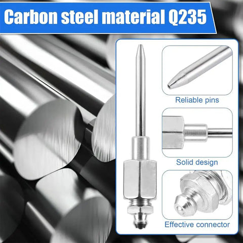 All In One Pro Grade Grease Gun Fittings Kit With 90 Degree Coupler And Sleeves, showcasing carbon steel Q235 material pins.