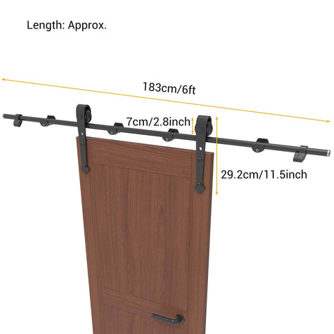 Diagram of Six Foot Heavy Duty Sliding Door Track Kit With Floor Guide For Interior And Exterior Use Fits 30 To 32 Inch Wide Panels