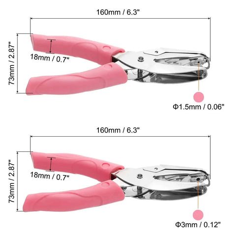 Dual Size Circle Hole Punch Set For Paper Craft And Scrapbooking, One Sixteenth Inch And One Eighth Inch Holes, Two Pack Soft Grip