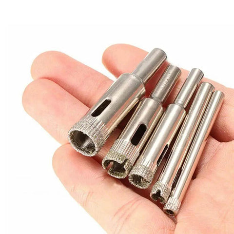 Diamond Hole Saw Drill Bit Set For Tile Ceramic Glass Marble And Stone, 10 Pieces Hollow Core Bits held in hand