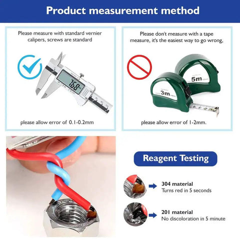 Product measurement and reagent testing for Beefy Flange Lock Nuts With Nylon Insert, 304 Stainless Steel DIN985, Assortment Kit for industrial use