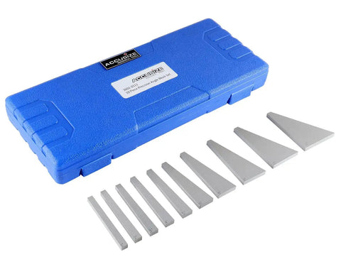 Ten Piece Precision Angle Block Set With Hardened Ground Steel And Light Magnetization Three Inch Long By One Quarter Inch Thick Blocks