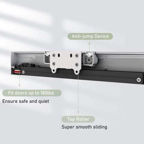 Concealed Barn Door Hardware Kit With Soft Close, Invisible Wall Mount Aluminum Track For Smooth Hidden Sliding, fits 40 to 44 inches