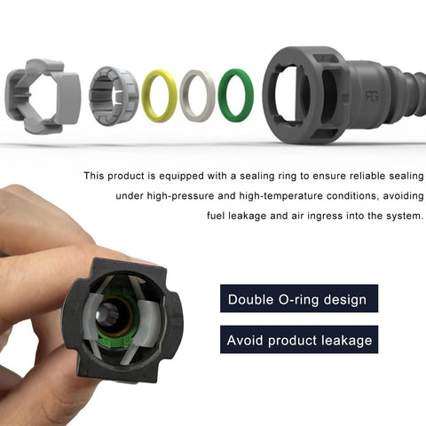 ZNDAW 2-pack gray nylon fuel line quick connectors for 3/8 SAE to 5/16 ID tubing, Bundy female to hose barb