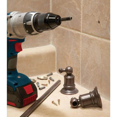 Diamond Hole Saw for Porcelain and Granite With Vacuum Brazed Diamond Grit, 1/2 Inch Shank, attached to drill on tile