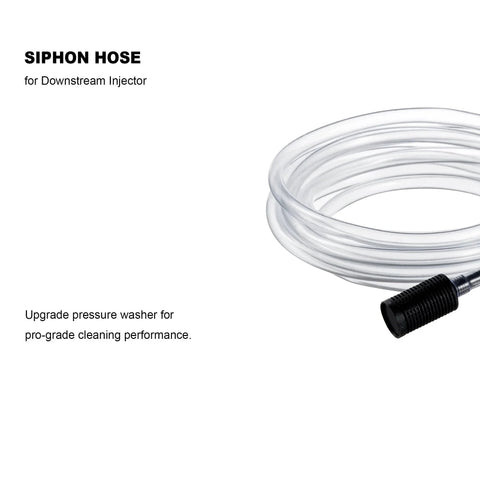 Pressure Washer Siphon Hose With Downstream Injector For Soap Dispenser, 10 Feet Suction Tubing Kit With 3 Filters shown coiled