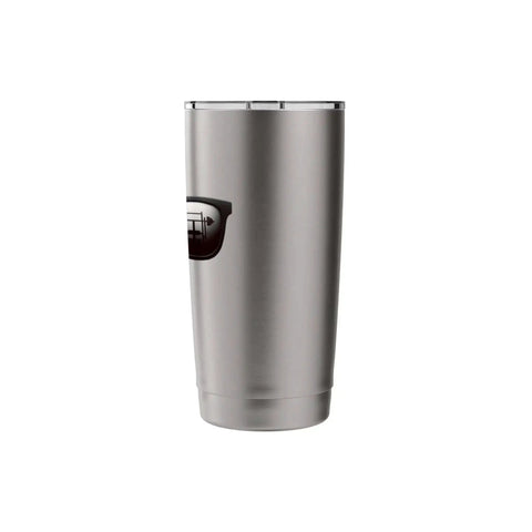 Side view of brushed steel insulated stainless steel tumbler for gym sessions dual wall keeps drinks hot or cold BPA free leak proof lid.