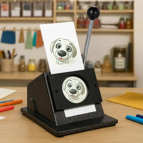 Heavy Duty 1 Inch Circle Punch Cutter Button Maker For Paper Craft And Diy Projects cutting dog image in craft room